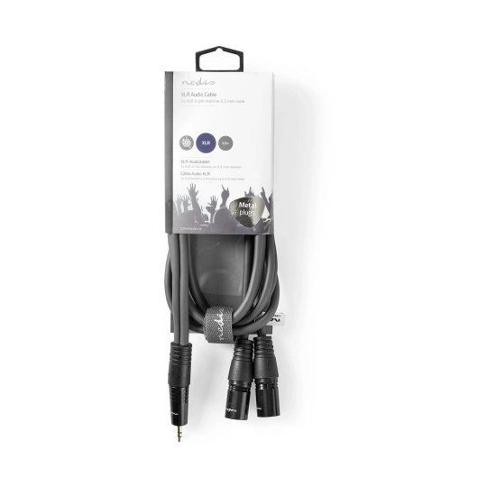Kabel NEDIS, 2x XLR 3-Pin (M) na 3.5 mm (M), tamno sivi, 1.5m Kabel NEDIS, 2x XLR 3-Pin (M) na 3.5 mm (M), tamno sivi, 1.5m