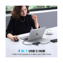 USB HUB UGREEN 4-in-1, USB C na 2x USB C 3.2, 2x USB A 3.2, crni