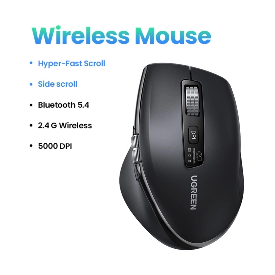 Miš UGREEN, bežični, Bluetooth 5.4, 5.000 DPI, crni Miš UGREEN, bežični, Bluetooth 5.4, 5.000 DPI, crni