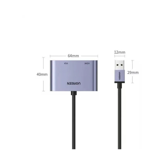 Adapter UGREEN, USB A 3.0 na HDMI, VGA