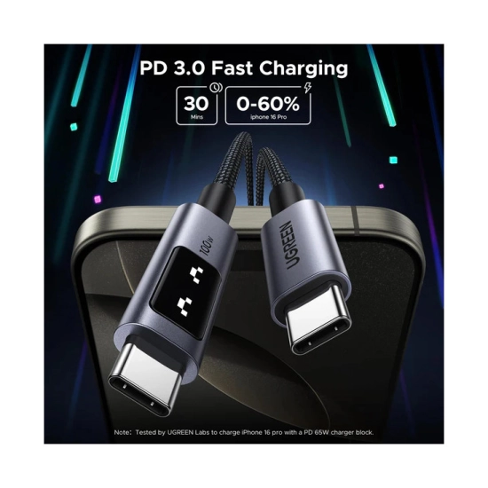 Kabel UGREEN Uno, USB C (M) na USB C (M), 100W, 2m