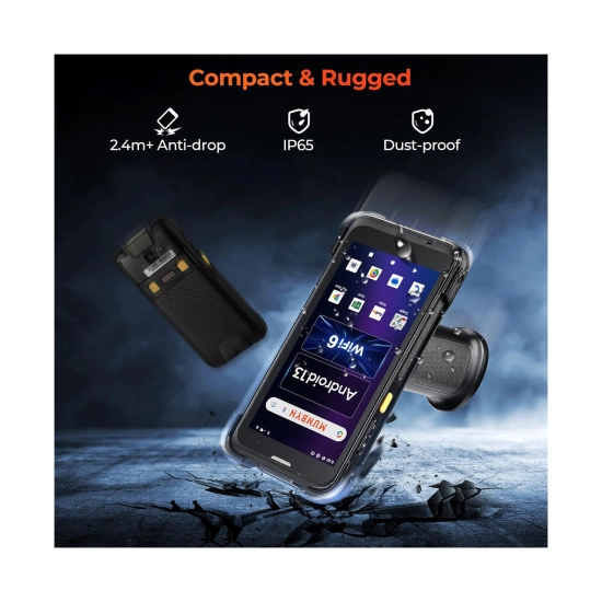 Bar kod čitač MUNBYN Android PDA, Qualcomm, 3GB, 32GB Flash, 5.5incha IPS, Android 13, 2D Zebra SE4710, USB C, crni