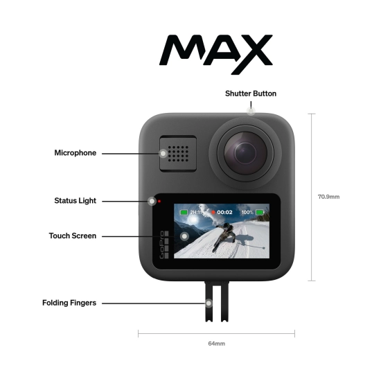 Akcijska kamera GOPRO MAX 360 CHDHZ-203-RW, 16.6MP, 5.6K@30, vodootporna