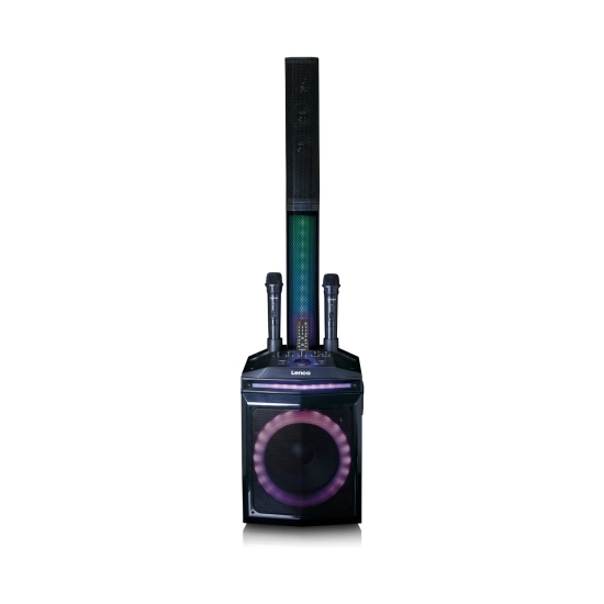 Prijenosni audio sustav LENCO PA-220BK, 120W, Bluetooth, USB A, LED efekti, 2x bežični mikrofon