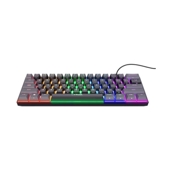Tipkovnica TRUST GXT867 ACIRA, mini, mehanička, crveni switch, USB C, USB A, US layout, crna Tipkovnica TRUST GXT867 ACIRA, mini, mehanička, crveni switch, USB C, USB A, US layout, crna