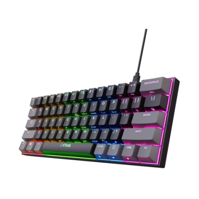 Tipkovnica TRUST GXT867 ACIRA, mini, mehanička, crveni switch, USB C, USB A, US layout, crna   - Trust