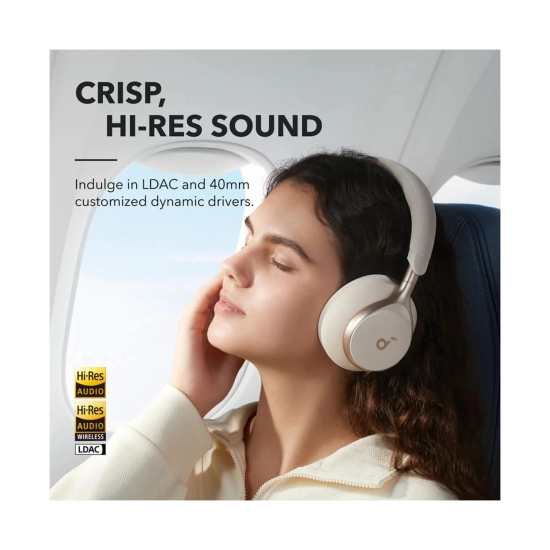 Slušalice ANKER Soundcore Space One, on-ear, bežične, Bluetooth, USB C, 3.5mm, bijele Slušalice ANKER Soundcore Space One, on-ear, bežične, Bluetooth, USB C, 3.5mm, bijele