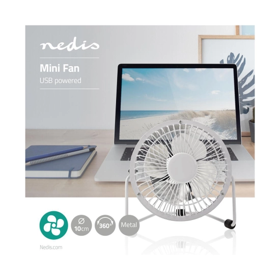 Ventilator stolni NEDISFNDK1WT10, 10cm, 3W, USB A, bijeli Ventilator stolni NEDISFNDK1WT10, 10cm, 3W, USB A, bijeli