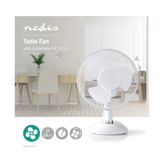 Ventilator stolni NEDIS FNTB10CWT23, 23cm, 22W, 2 brzine, bijeli Ventilator stolni NEDIS FNTB10CWT23, 23cm, 22W, 2 brzine, bijeli