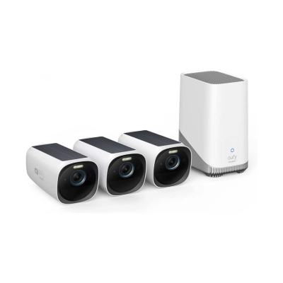 Nadzorna IP kamera ANKER Eufy security EufyCam 3, komplet 3 kamere + baza, solarna, vanjska, bežična, 4K, Wi-Fi, detekcija lica, noćni vid, bijela   - MREŽNA OPREMA