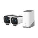 Nadzorna IP kamera ANKER Eufy Security eufyCam S3 Pro, komplet 2 kamere + baza, solarna, vanjska, 4K UHD, Wi-Fi, detekcija lica, noćni vid, bijela