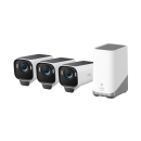 Nadzorna IP kamera ANKER Eufy Security eufyCam S3 Pro, komplet 3 kamere + baza, solarna, vanjska, 4K UHD, Wi-Fi, detekcija lica, noćni vid, bijela