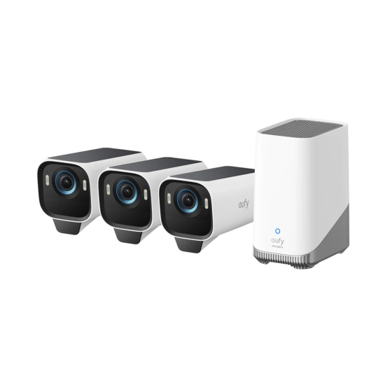 Nadzorna IP kamera ANKER Eufy Security eufyCam S3 Pro, komplet 3 kamere + baza, solarna, vanjska, 4K UHD, Wi-Fi, detekcija lica, noćni vid, bijela Nadzorna IP kamera ANKER Eufy Security eufyCam S3 Pro, komplet 3 kamere + baza, solarna, vanjska, 4K UHD, Wi-Fi, detekcija lica, noćni vid, bijela