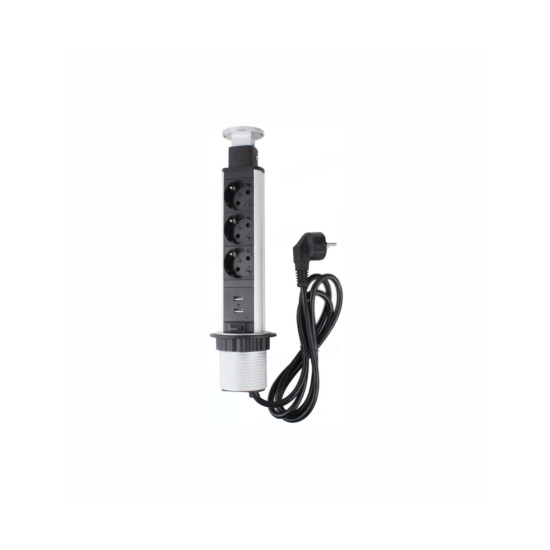 Izvlačna utičnica POP73G2U sa 3 mjesta + 2 USB A, 1.8m Izvlačna utičnica POP73G2U sa 3 mjesta + 2 USB A, 1.8m