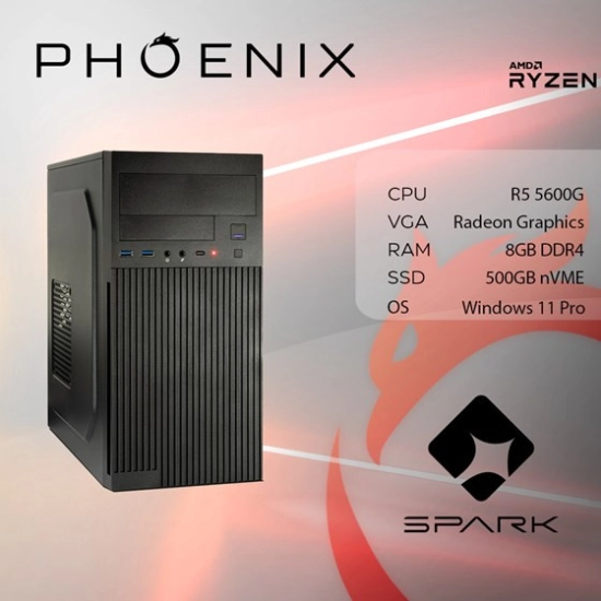 Računalo office PHOENIX SPARK Y-262, AMD Ryzen 5 5600G, 8GB, 500GB SSD, Radeon Graphics, Windows 11P
