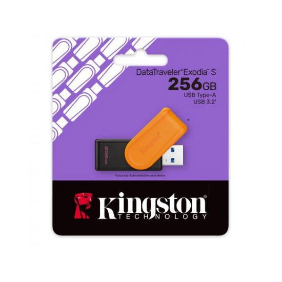 Memorija USB A 3.2 Gen 1 FLASH DRIVE, 256GB, KINGSTON Exodia S DTXS/256GB, crno narančasta