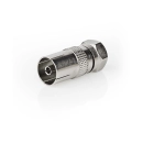 Adapter NEDIS, F konektor (M) na antenski IEC (F) ravni, srebrni, kutija