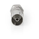 Adapter NEDIS, F konektor (M) na antenski IEC (F) ravni, srebrni, kutija