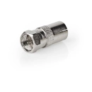Adapter NEDIS, F konektor (M) na antenski IEC (F) ravni, srebrni, kutija