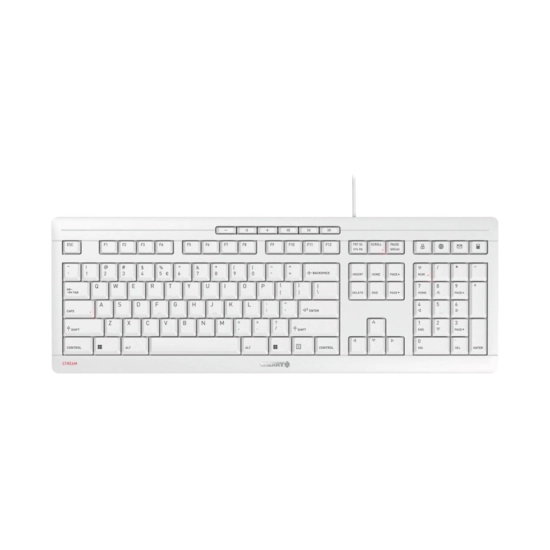 Tipkovnica CHERRY Stream, žičana, USB A, Scissor Switch, tiha, vodootporna, bijelo siva Tipkovnica CHERRY Stream, žičana, USB A, Scissor Switch, tiha, vodootporna, bijelo siva