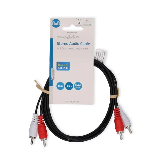 Kabel NEDIS, 2xRCA (M) na 2xRCA (M), crni, 1.5m, bulk Kabel NEDIS, 2xRCA (M) na 2xRCA (M), crni, 1.5m, bulk