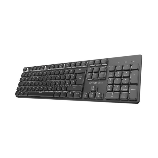 Tipkovnica UVI LEAF, bežična, Bluetooth, USB C, Crveni Switch, LED, crna