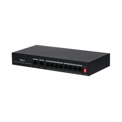 Switch DAHUA PFS3010-8ET-65, 8-portni, 8x PoE, crni  
