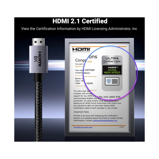 Kabel UGREEN, HDMI (M) na HDMI (M), 8K@60Hz, 1m, sivi Kabel UGREEN, HDMI (M) na HDMI (M), 8K@60Hz, 1m, sivi
