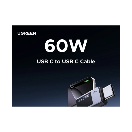 Kabel UGREEN, USB C (M) na USB C (M), pleteni, 1m, sivi Kabel UGREEN, USB C (M) na USB C (M), pleteni, 1m, sivi