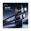 Kabel UGREEN, USB C (M) na USB C (M), pleteni, 2m, sivi
