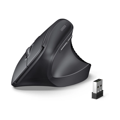 Miš UGREEN, vertikalni, bežični, Bluetooth, 4000dpi, crni  