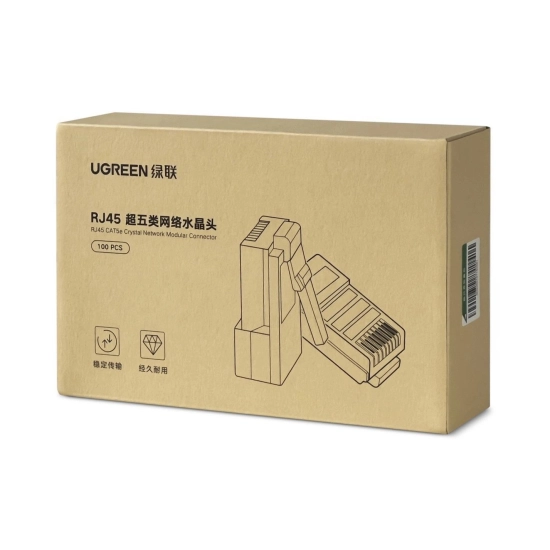 Konektor UGREEN, tel.M. RJ45, CAT 5e, 100 komada Konektor UGREEN, tel.M. RJ45, CAT 5e, 100 komada