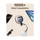 Auto punjač UGREEN, 60W, USB C, USB A, kabel USB C (M) na izvlačenje, crni