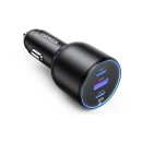 Auto punjač UGREEN, 130W, 2x USB C, USB A, sivi