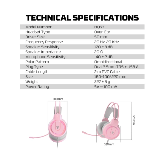 Slušalice FANTECH Gaming Flash HQ53, žičane, 3.5 mm, mikrofon, roze Slušalice FANTECH Gaming Flash HQ53, žičane, 3.5 mm, mikrofon, roze