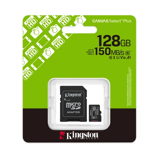 Memorijska kartica KINGSTON Canvas Select Plus G3, SDCS3/128GB, Micro SD, 128GB + SD Adapter, 150/MB/s