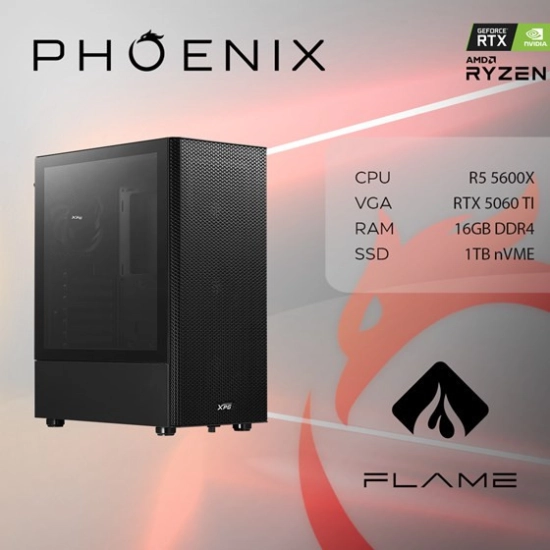 Računalo office PHOENIX FLAME X-500, Ryzen 5 5600X, 16GB, 1TB SSD, GeForce RTX 5060 Ti, NoOS