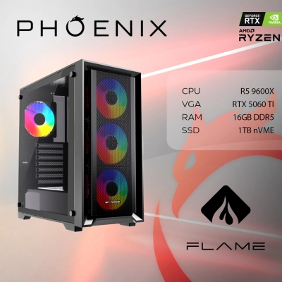 Računalo gaming PHOENIX FLAME X-506, Ryzen 5 9600X, 16GB, 1TB SSD, GeForce RTX 5060 Ti, NoOS - RAČUNALA Računalo gaming PHOENIX FLAME X-506, Ryzen 5 9600X, 16GB, 1TB SSD, GeForce RTX 5060 Ti, NoOS - RAČUNALA