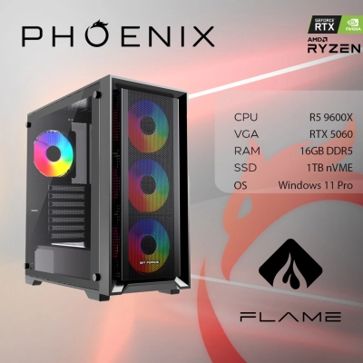 Računalo gaming PHOENIX FLAME X-521, Ryzen 5 9600X, 16GB, 1TB SSD, GeForce RTX 5060, Windows 11P - RAČUNALA Računalo gaming PHOENIX FLAME X-521, Ryzen 5 9600X, 16GB, 1TB SSD, GeForce RTX 5060, Windows 11P - RAČUNALA