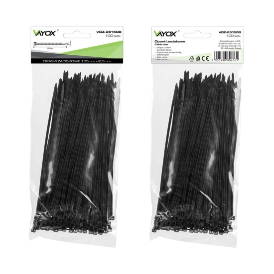 Vezica VAYOX VOZ-25150B PVC 2.5x150mm crna 100 komada u pakiranju Vezica VAYOX VOZ-25150B PVC 2.5x150mm crna 100 komada u pakiranju