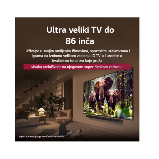 Televizor QNED 55incha LG 55QNED85A3C.AEU, WebOS, 4K UHD, DVB-T2/C/S2, HDMI, WiFi, Bluetooth, RJ45, USB A, Energetska oznaka F