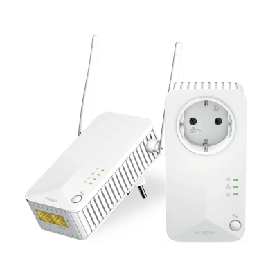 Powerline adapter STRONG 600 Duo V2, POWERLWF600DUOEUV2, RJ45, WiFi 4, 2 komada, s utičnicom
