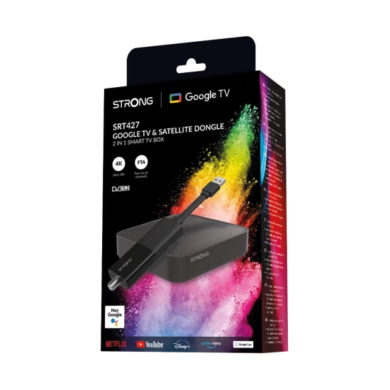 Media player i TV tuner STRONG SRT427, 4K UHD, DVB-S/S2, WiFi 5, Bluetooth 5.0, Google TV