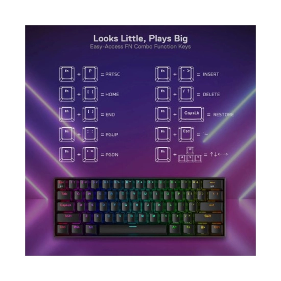 Tipkovnica REDRAGON Draconic K530RGB PRO, žičana, Bluetooth, USB C, mehanička, Smeđi Switch, RGB, crna Tipkovnica REDRAGON Draconic K530RGB PRO, žičana, Bluetooth, USB C, mehanička, Smeđi Switch, RGB, crna