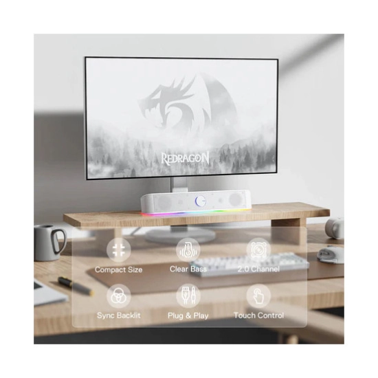 Zvučnik REDRAGON Gaming Adiemus GS560, 3W, USB A, 3.5mm, RGB, bijeli Zvučnik REDRAGON Gaming Adiemus GS560, 3W, USB A, 3.5mm, RGB, bijeli