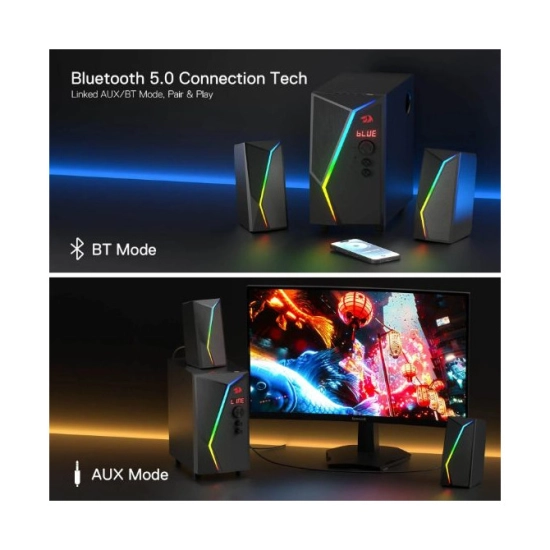 Zvučnici REDRAGON Anvil Pro GS520-PRO, 2.1, 10W, USB A, USB C, 3.5mm, RGB, crni Zvučnici REDRAGON Anvil Pro GS520-PRO, 2.1, 10W, USB A, USB C, 3.5mm, RGB, crni