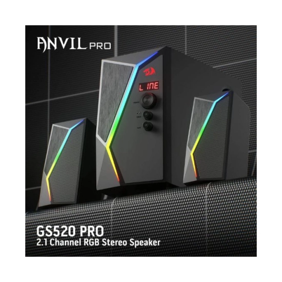 Zvučnici REDRAGON Anvil Pro GS520-PRO, 2.1, 10W, USB A, USB C, 3.5mm, RGB, crni Zvučnici REDRAGON Anvil Pro GS520-PRO, 2.1, 10W, USB A, USB C, 3.5mm, RGB, crni