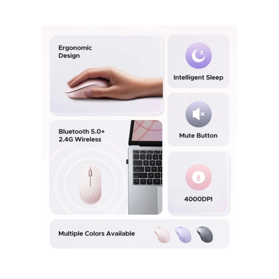 Miš UGREEN, bežični, Bluetooth, 4000dpi, crni Miš UGREEN, bežični, Bluetooth, 4000dpi, crni