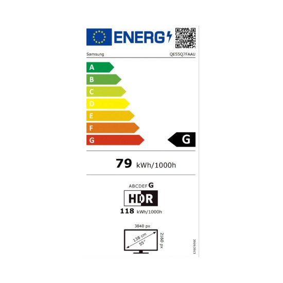 Televizor QLED 55incha SAMSUNG Q7F, QE55Q7FAAUXXH, Tizen OS, 4K UHD, DVB-T2/C/S2, HDMI, WiFi, Bluetooth, USB A, Energetska oznaka G Televizor QLED 55incha SAMSUNG Q7F, QE55Q7FAAUXXH, Tizen OS, 4K UHD, DVB-T2/C/S2, HDMI, WiFi, Bluetooth, USB A, Energetska oznaka G