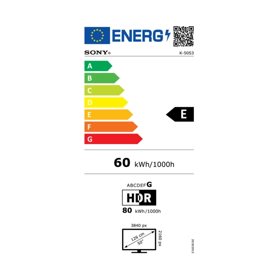 Televizor LED 50incha SONY Bravia 3 K-50S3, Google TV, 4K UHD, DVB-T2/C/S2, HDMI, WiFi, Bluetooth, Energetska oznaka E